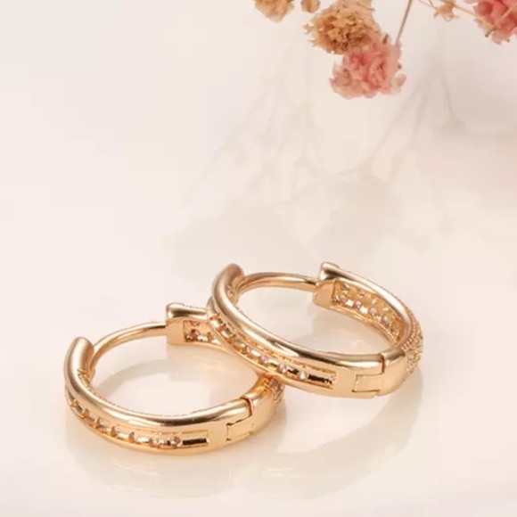 NEW 18K ROSE GOLD HOOP EARRINGS - Picture 2 of 6